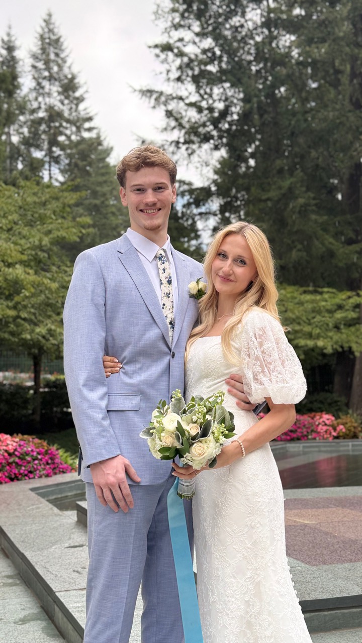 Chloe and Seth on their wedding day